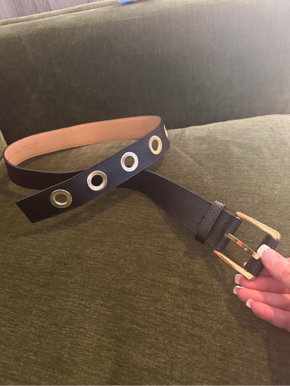 Michael Kors Gold & Black Grommet belt